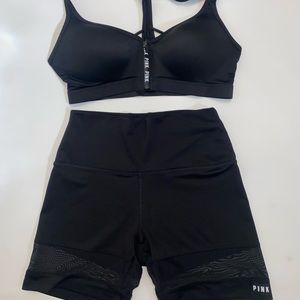 PINK ultimate set. Biker shorts with mesh